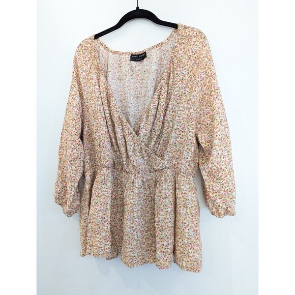 Lane‎ Bryant Blouse Womens Plus Size 18 Floral Peplum Top - Picture 2 of 11